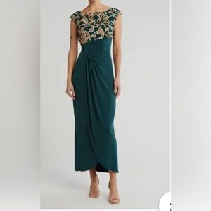 Elegant Green and Gold Women's Dress